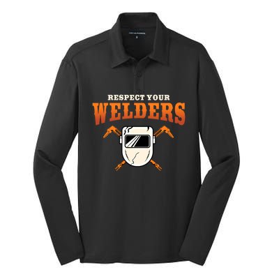 Welder Funny Gift Funny Welding Respect Your Weld Cool Gift Silk Touch Performance Long Sleeve Polo