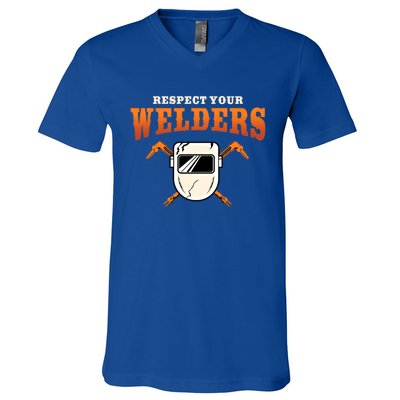 Welder Funny Gift Funny Welding Respect Your Weld Cool Gift V-Neck T-Shirt