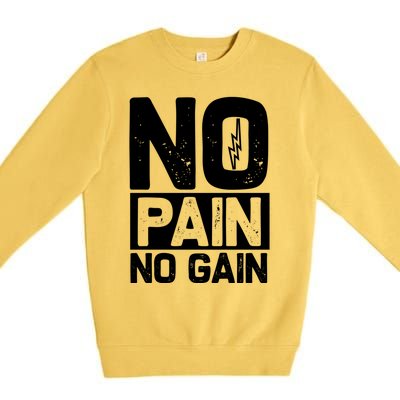 Workout Funny Gift No Pain No Gain Gift Premium Crewneck Sweatshirt