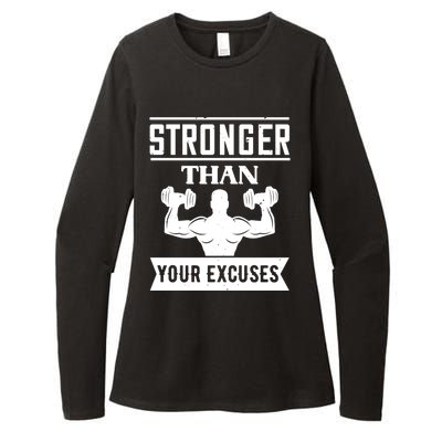 Workout Funny Gift Stronger Than Your Excuses Gift Womens CVC Long Sleeve Shirt