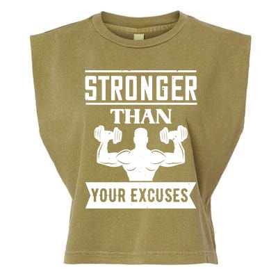 Workout Funny Gift Stronger Than Your Excuses Gift Garment-Dyed Women's Muscle Tee