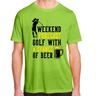 Weekend Forecast Golf With A Chance Of Beer Funny Golf Adult ChromaSoft Performance T-Shirt