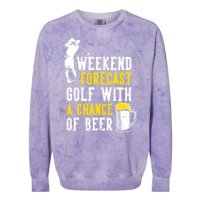 Weekend Forecast Golf With A Chance Of Beer Funny Golf Colorblast Crewneck Sweatshirt