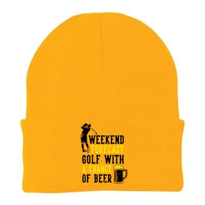 Weekend Forecast Golf With A Chance Of Beer Funny Golf Knit Cap Winter Beanie