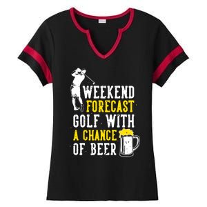 Weekend Forecast Golf With A Chance Of Beer Funny Golf Ladies Halftime Notch Neck Tee