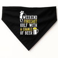 Weekend Forecast Golf With A Chance Of Beer Funny Golf USA-Made Doggie Bandana