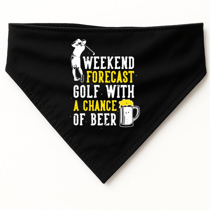 Weekend Forecast Golf With A Chance Of Beer Funny Golf USA-Made Doggie Bandana