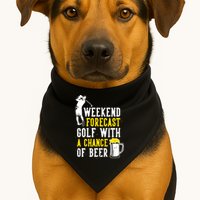 Weekend Forecast Golf With A Chance Of Beer Funny Golf USA-Made Doggie Bandana