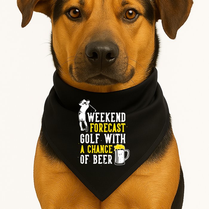 Weekend Forecast Golf With A Chance Of Beer Funny Golf USA-Made Doggie Bandana