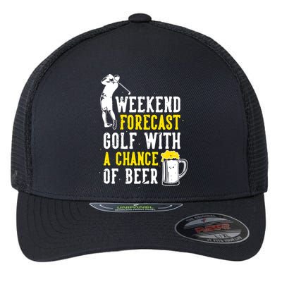 Weekend Forecast Golf With A Chance Of Beer Funny Golf Flexfit Unipanel Trucker Cap