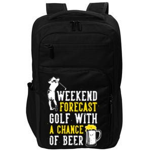 Weekend Forecast Golf With A Chance Of Beer Funny Golf Impact Tech Backpack