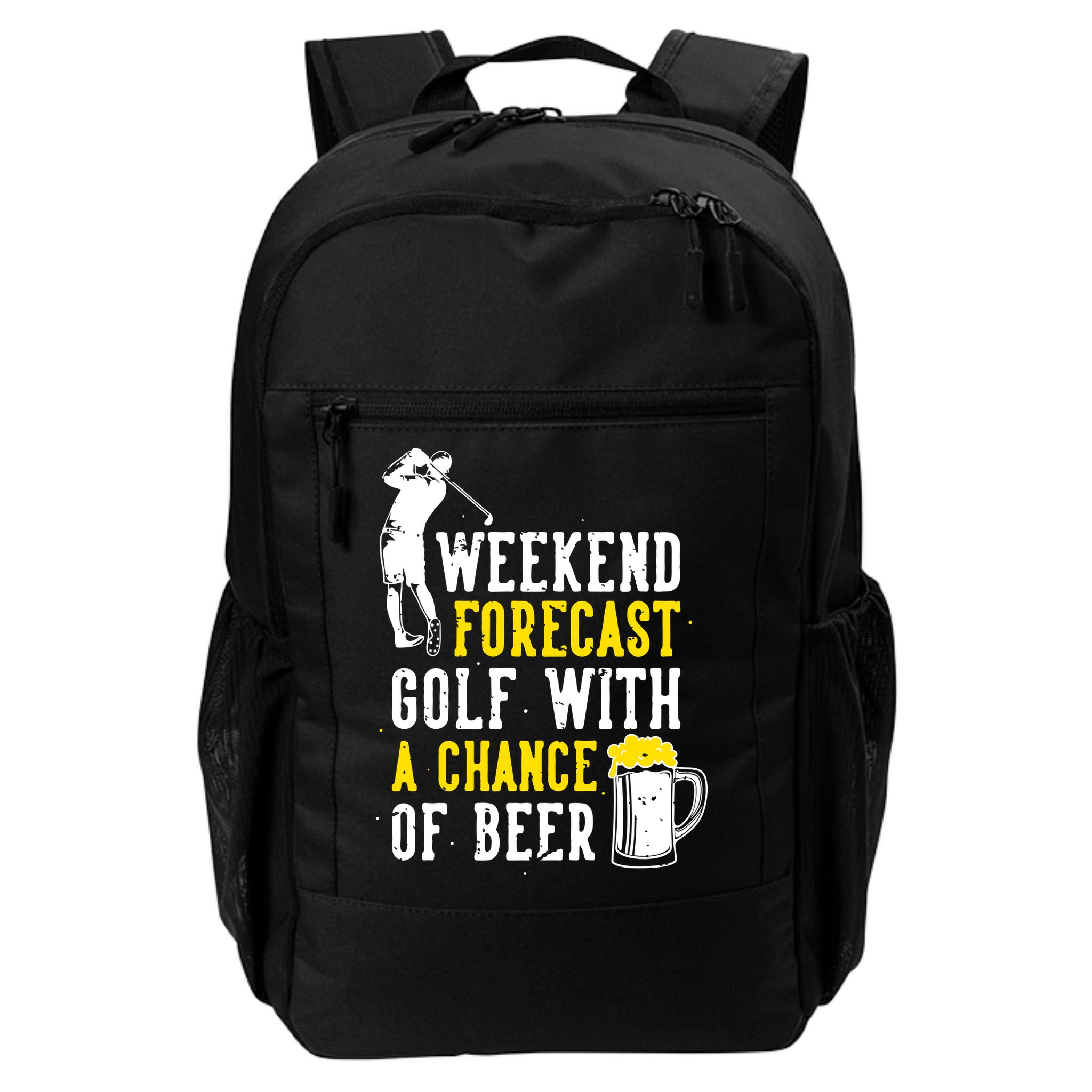 Weekend Forecast Golf With A Chance Of Beer Funny Golf Backpack