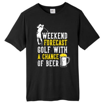 Weekend Forecast Golf With A Chance Of Beer Funny Golf Tall Fusion ChromaSoft Performance T-Shirt