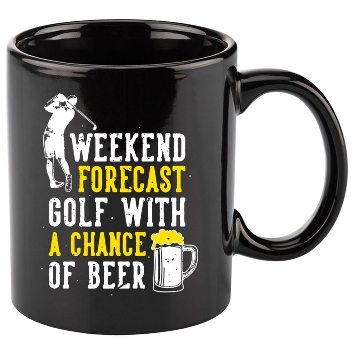 Weekend Forecast Golf With A Chance Of Beer Funny Golf 11oz C Handle Ceramic Mug