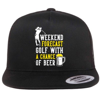 Weekend Forecast Golf With A Chance Of Beer Funny Golf Flatbill Hat