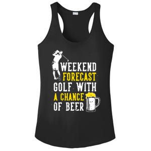 Weekend Forecast Golf With A Chance Of Beer Funny Golf Ladies PosiCharge Competitor Racerback Tank