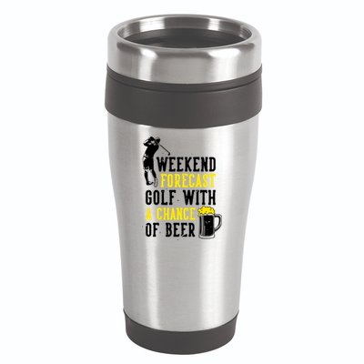 Weekend Forecast Golf With A Chance Of Beer Funny Golf 16oz Travel Tumbler