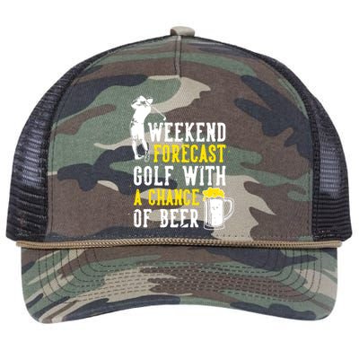 Weekend Forecast Golf With A Chance Of Beer Funny Golf Retro Rope Trucker Hat Cap