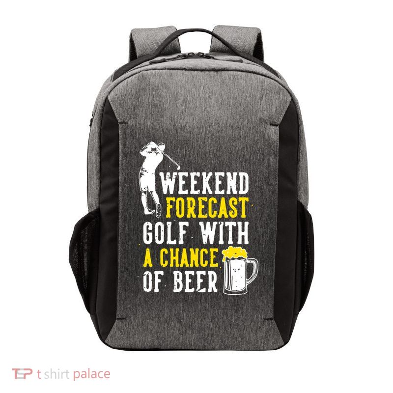 Weekend Forecast Golf With A Chance Of Beer Funny Golf Vector Backpack
