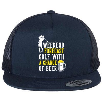 Weekend Forecast Golf With A Chance Of Beer Funny Golf Flat Bill Trucker Hat