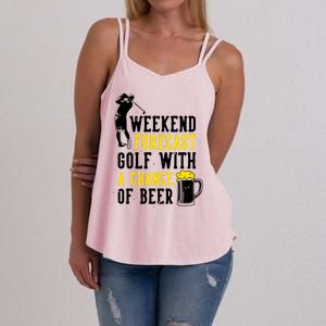 Weekend Forecast Golf With A Chance Of Beer Funny Golf Women's Strappy Tank