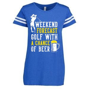 Weekend Forecast Golf With A Chance Of Beer Funny Golf Enza Ladies Jersey Football T-Shirt