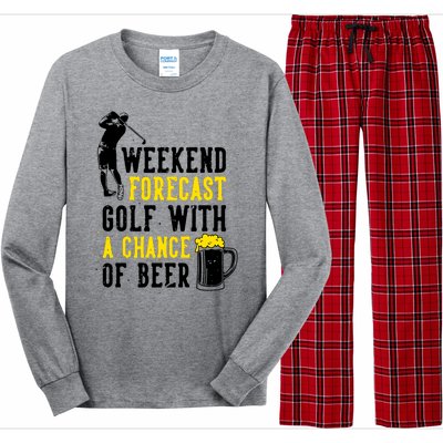 Weekend Forecast Golf With A Chance Of Beer Funny Golf Long Sleeve Pajama Set