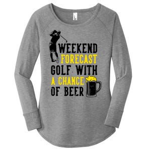 Weekend Forecast Golf With A Chance Of Beer Funny Golf Women's Perfect Tri Tunic Long Sleeve Shirt