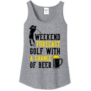 Weekend Forecast Golf With A Chance Of Beer Funny Golf Ladies Essential Tank