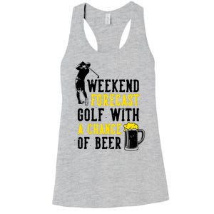 Weekend Forecast Golf With A Chance Of Beer Funny Golf Women's Racerback Tank