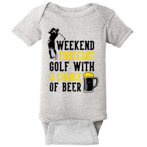 Weekend Forecast Golf With A Chance Of Beer Funny Golf Baby Bodysuit