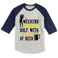 Weekend Forecast Golf With A Chance Of Beer Funny Golf Kids Colorblock Raglan Jersey