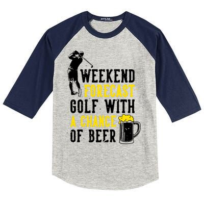 Weekend Forecast Golf With A Chance Of Beer Funny Golf Kids Colorblock Raglan Jersey