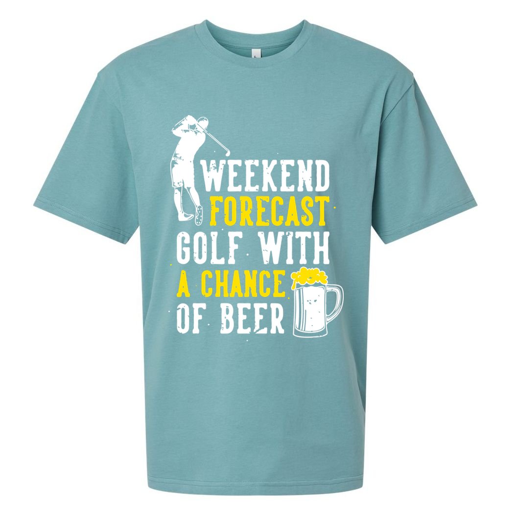 Weekend Forecast Golf With A Chance Of Beer Funny Golf Sueded Cloud Jersey T-Shirt