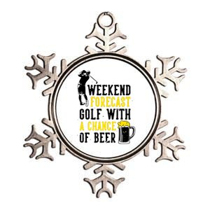 Weekend Forecast Golf With A Chance Of Beer Funny Golf Metallic Star Ornament