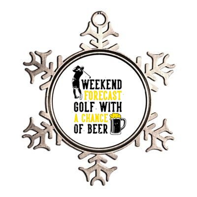 Weekend Forecast Golf With A Chance Of Beer Funny Golf Metallic Star Ornament