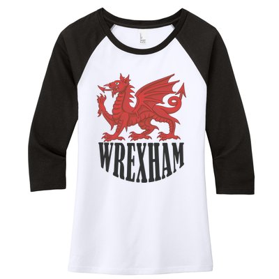 Wrexham FC Gift Football Club Wales Women's Tri-Blend 3/4-Sleeve Raglan Shirt