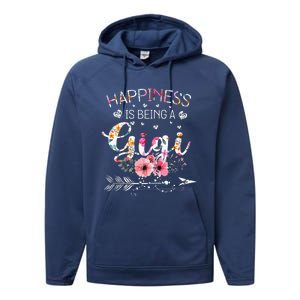 Womens Funny Gigi Mother's Day Gifts Happiness Is Being A Gigi Performance Fleece Hoodie