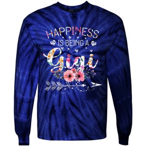 Womens Funny Gigi Mother's Day Gifts Happiness Is Being A Gigi Tie-Dye Long Sleeve Shirt