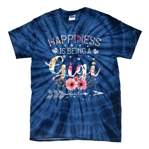 Womens Funny Gigi Mother's Day Gifts Happiness Is Being A Gigi Tie-Dye T-Shirt