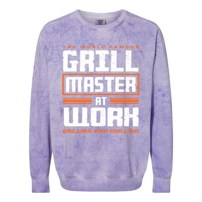 World Famous Grill Master At Work - Funny Grillmaster BBQ Colorblast Crewneck Sweatshirt