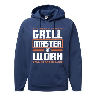 World Famous Grill Master At Work - Funny Grillmaster BBQ Performance Fleece Hoodie