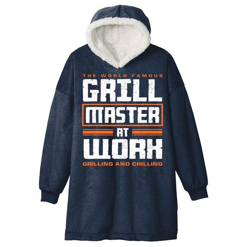 World Famous Grill Master At Work - Funny Grillmaster BBQ Hooded Wearable Blanket