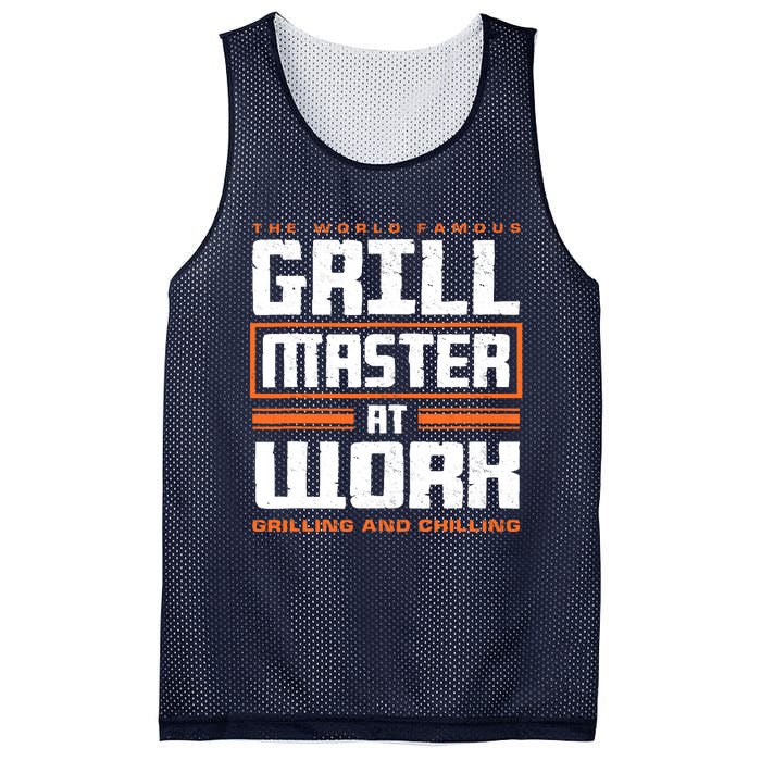 World Famous Grill Master At Work - Funny Grillmaster BBQ Mesh Reversible Basketball Jersey Tank