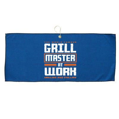 World Famous Grill Master At Work - Funny Grillmaster BBQ Large Microfiber Waffle Golf Towel
