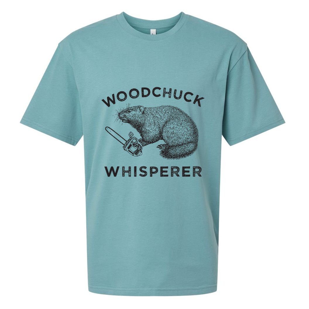 Woodchuck Funny Groundhog With Chainsaw Sueded Cloud Jersey T-Shirt