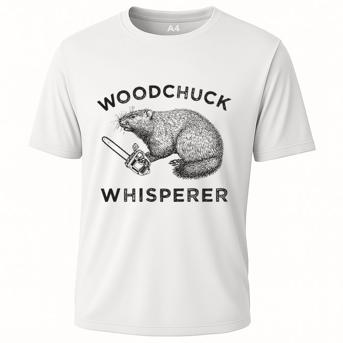 Woodchuck Funny Groundhog With Chainsaw Cooling Performance Crew T-Shirt