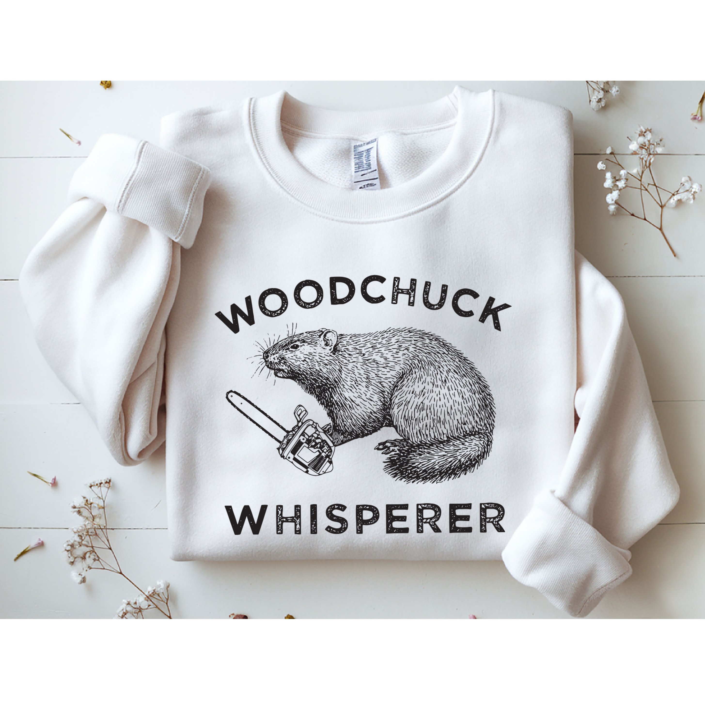 Woodchuck Funny Groundhog With Chainsaw Sweatshirt