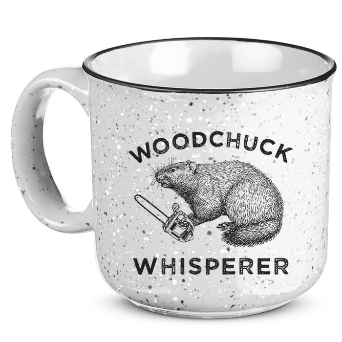 Woodchuck Funny Groundhog With Chainsaw 15oz Campfire Ceramic Mug