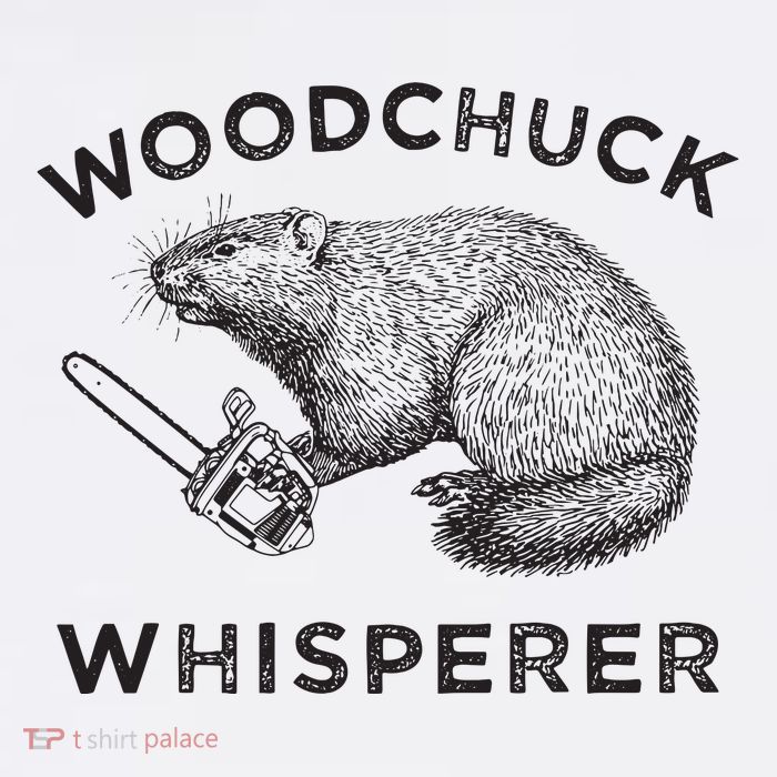 Woodchuck Funny Groundhog With Chainsaw Flatbill Hat